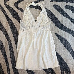 Cinema Babydoll Lingerie Slip Seductive Wear Sz Medium Floral Embroidery Bridal